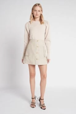Evermore Mini Skirt -Aje S26 EvermoreMiniSkirt 22SU4179 STONE 22036 Aje 1044
