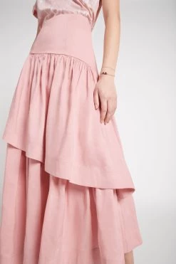Romy Tiered Midi Skirt 10 Romy Tiered Midi Skirt -Aje S27 22SS4208 DUSTYPINKRomyTieredMidiSkirt 22508 Aje 7296