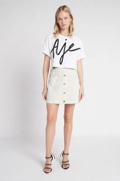 Camellia Denim Mini Skirt -Aje S27 CamelliaDenimMiniSkirt 22SU4103 WHITE 22036 Aje 1967233 fullshot
