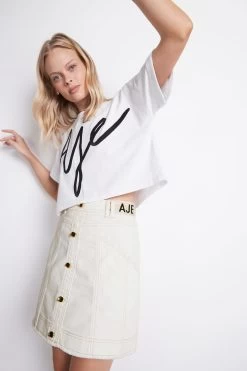 Camellia Denim Mini Skirt -Aje S27 CamelliaDenimMiniSkirt 22SU4103 WHITE 22036 Aje 19705