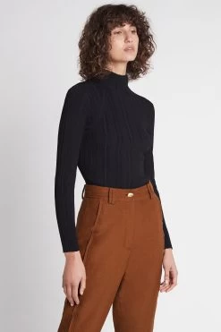 Isla Turtleneck Knit Top -Aje S29 22AW1619 BLACK IslaTurtleneckKnitTop 22263 Aje 0740