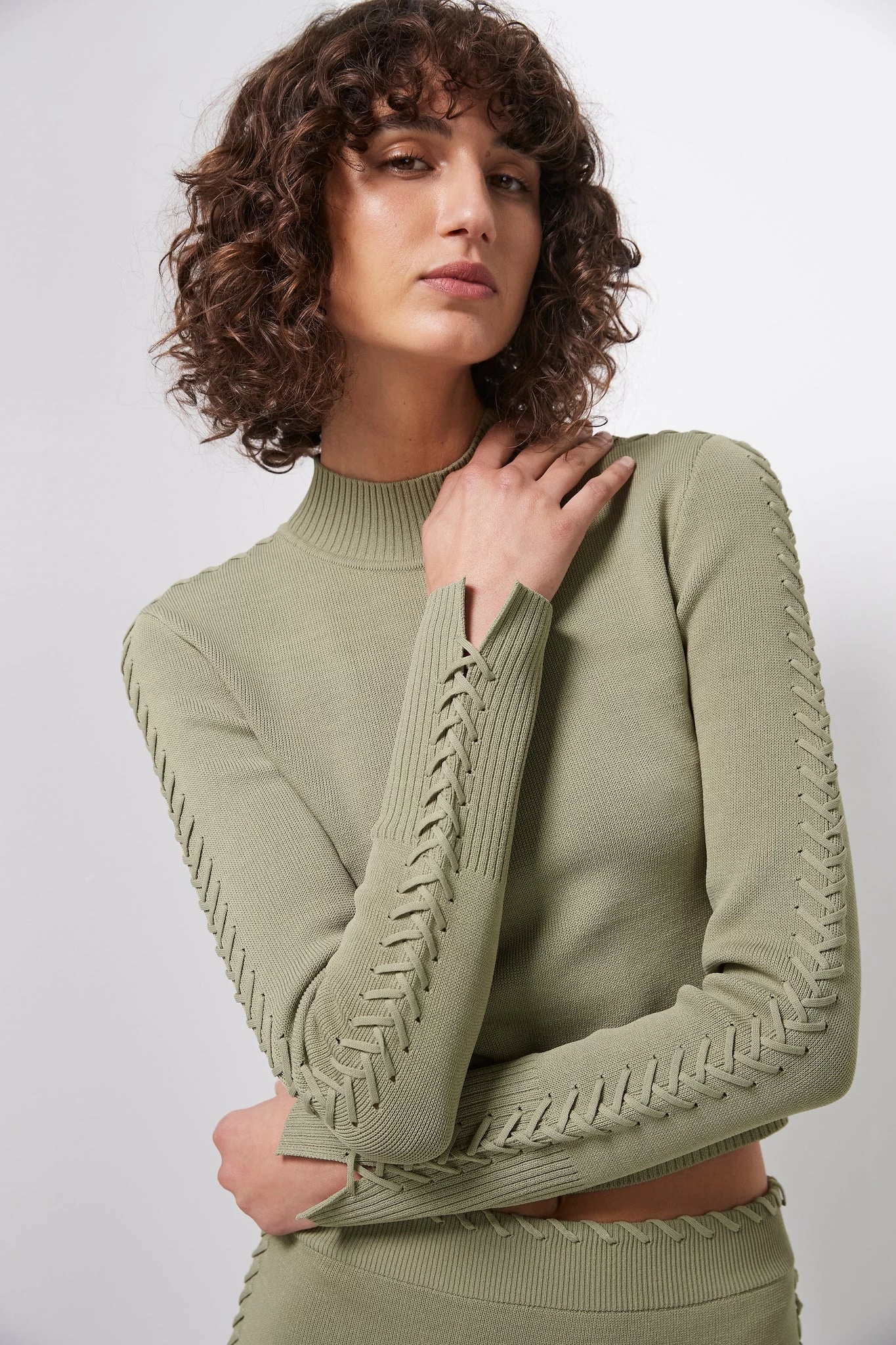 Kai Cropped Crepe Knit Top 1 Kai Cropped Crepe Knit Top