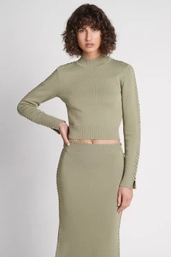 Kai Cropped Crepe Knit Top 9 Kai Cropped Crepe Knit Top -Aje S3 22AW1616 OAKMOSS KaiCroppedCrepeKnitTop 22323 Aje 0957