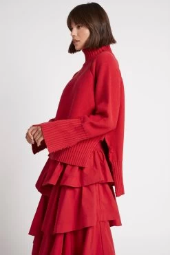 Anais Knit Turtle Neck Jumper -Aje S30 22SU1527 SCARLETRED AnaisKnitTurtleNeckJumper 22078 Aje 0151