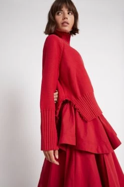 Anais Knit Turtle Neck Jumper -Aje S30 22SU1527 SCARLETRED AnaisKnitTurtleNeckJumper 22078 Aje 0159