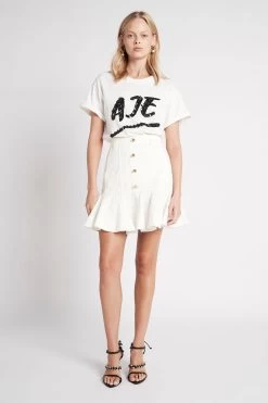 Indra Denim Flip Skirt -Aje S30 IndraDenimFlipSkirt22SU4101 WHITE 22011 Aje 19429 fullshot