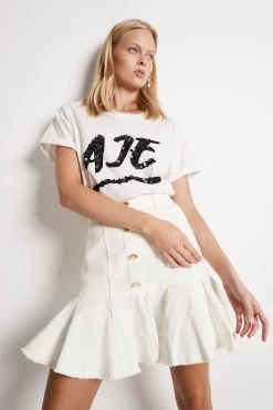 Indra Denim Flip Skirt -Aje S30 IndraDenimFlipSkirt22SU4101 WHITE 22011 Aje 19435