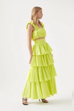 Medina Tiered Midi Skirt 9 Medina Tiered Midi Skirt -Aje S31 21RE4065 LIGHTLEMONMedinaTieredMidiSkirt 22710 Aje 14311