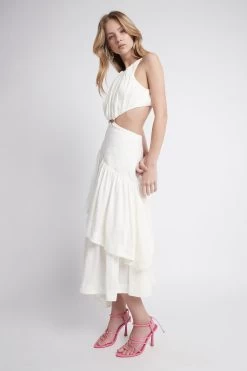 Caliente Cut Out Dress -Aje S31 21RE5122 CalienteCutOutMidiDressIvory 21943 Aje 0468