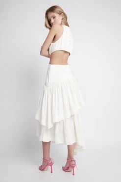 Caliente Cut Out Dress -Aje S31 21RE5122 CalienteCutOutMidiDressIvory 21943 Aje 0481