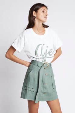 Tamaris Logo Tee -Aje S31 22CR4090 BreathlessRawEdgeUtilitySkirt PalmGreen 211033 Aje 19204 f7520c72 5eeb 4357 af36 a3f593afa635