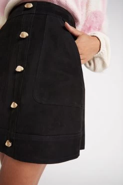 Ivy Leather Mini Skirt -Aje S33 22SU4095 BLACK IvyLeatherMiniSkirt 22078 Aje 63870 detailshot