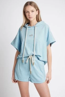 Dunes Sleeveless Hoodie -Aje S34 21RE1256 DunesSleevelessHoodie Ice Blue 21928 Aje 1252 frontshot