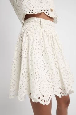 Salita Broderie Skirt -Aje S34 21RE4105 Salita Broderie Belted Skirt Ivory 21877 Aje 55620 detailshot