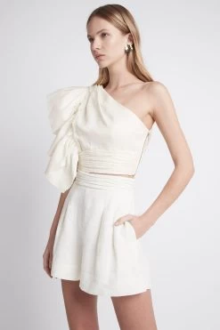 Bonjour One Shoulder Frill Top 8 Bonjour One Shoulder Frill Top -Aje S34 22CR1345 BonjourOneShoulderFrillTopIvory 21943 Aje 57422