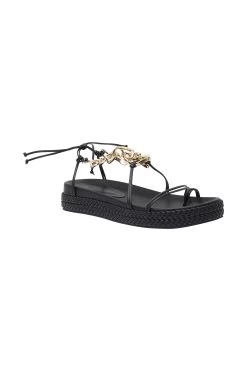 Astrid Chain Sandal -Aje S34 22RE7074 BLK GLD Astrid Chain Sandal 22795 Aje B 0225