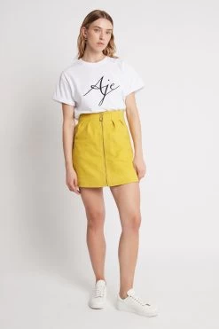 Camille Leather Tulip Mini Skirt -Aje S34 22SS4183 SUNSHOWERYELLOWCamilleLeatherTulipMiniSkirt 22456 Aje 7224