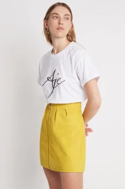 Camille Leather Tulip Mini Skirt -Aje S34 22SS4183 SUNSHOWERYELLOWCamilleLeatherTulipMiniSkirt 22456 Aje 7226