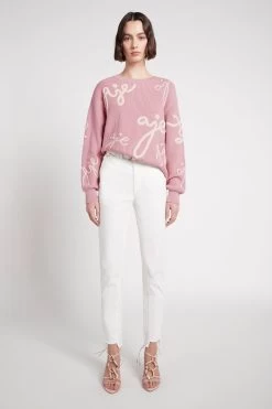 Calligraphy Knit Jumper -Aje S35 22SS1709 DUSTYPINK WHITECalligraphyKnitJumper 22508 Aje 1573