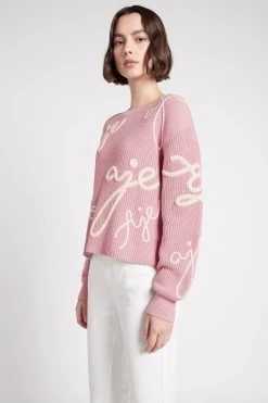 Calligraphy Knit Jumper -Aje S35 22SS1709 DUSTYPINK WHITECalligraphyKnitJumper 22508 Aje 1584