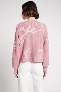 Calligraphy Knit Jumper -Aje S35 22SS1709 DUSTYPINK WHITECalligraphyKnitJumper 22508 Aje 1600