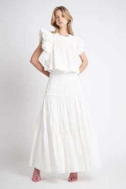 Casabianca Frill Sleeve Top 13 Casabianca Frill Sleeve Top -Aje S37 21RE1384 CasabiancaFrillSleeveTop Ivory 21928 Aje 57074 fullshot