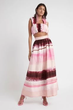 Kasbah Sunset Stripe Maxi Skirt -Aje S37 21RE4112 Kasbah Sunset Stripe Maxi Skirt Sunset Stripe 21877 Aje 0524 frontshot