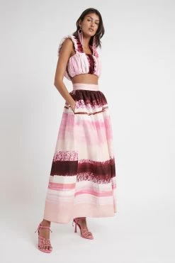 Kasbah Sunset Stripe Maxi Skirt -Aje S37 21RE4112 Kasbah Sunset Stripe Maxi Skirt Sunset Stripe 21877 Aje 0531