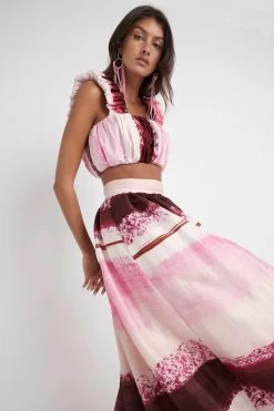 Kasbah Sunset Stripe Maxi Skirt -Aje S37 21RE4112 Kasbah Sunset Stripe Maxi Skirt Sunset Stripe 21877 Aje 0542 detailshot