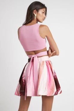 Kasbah Sunset Stripe Mini Flippy Tiered Skirt -Aje S38 21RE4111 Kasbah Sunset Stripe Mini Flippy Tiered Skirt Sunset Stripe 21877 Aje 1018