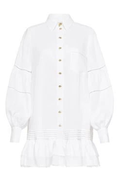 Aje -Aje S39 20RE5174 Lotus Shirt Dress White 20745 Aje 0426 695dcddf 5524 4069 b441 d5aa25a01da1