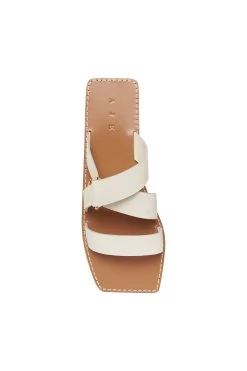 Oasis Strap Leather Ring Sandal -Aje S39 21RE7014 Oasis Ring Sandal White Tan 21741 Aje B 0278 fullshot