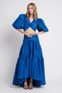 Reverb Puff Sleeve Cropped Top -Aje S4 22AW1640 ReverbPuffSleeveCroppedTop COBALTBLUE 21768 Aje D1 0478copy fullshot