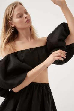 Eugenie Off Shoulder Crop Top 10 Eugenie Off Shoulder Crop Top -Aje S4 22SS1899 BLACKEugenieOffShoulderCroppedTop 22710 Aje 1373
