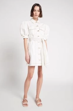 Tori Denim Stitch Mini Dress -Aje S40 22SS5426 WHITE TANToriStitchDetailDenimMiniDress 22508 Aje 0556