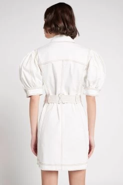 Tori Denim Stitch Mini Dress -Aje S40 22SS5426 WHITE TANToriStitchDetailDenimMiniDress 22508 Aje 0590