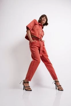 Gianna Denim Pant -Aje S40 22SU3249 SCARLETRED GiannaDenimPant 22078 Aje 63762 fullshot