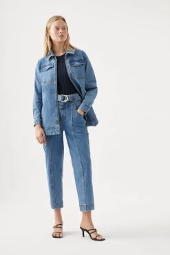 Ana Denim Zip Shirt -Aje S41 22SS1800 90SWASHAnaDenimZipShirt 22710 Aje 1049