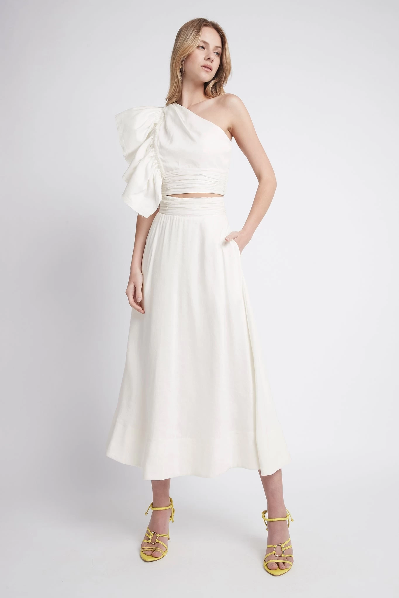 Bonjour Ruched Waist Midi Skirt 1 Bonjour Ruched Waist Midi Skirt