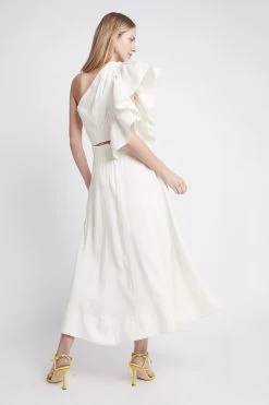 Bonjour Ruched Waist Midi Skirt 10 Bonjour Ruched Waist Midi Skirt -Aje S42 22CR4130 BonjourRuchedWaistMidiSkirtIvory 21943 Aje 1013