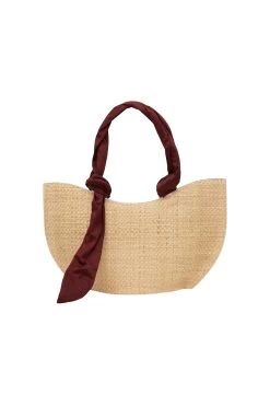 Aurora Raffia Logo Mini Tote -Aje S42 22SS6046 CHESTNUTREDAuroraRaffiaAndLogoMiniTote 22446 Aje 0399