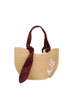 Aurora Raffia Logo Mini Tote -Aje S42 22SS6046 CHESTNUTREDAuroraRaffiaAndLogoMiniTote 22446 Aje 0402
