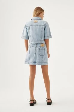 Marcia Laced Denim Skirt 11 Marcia Laced Denim Skirt -Aje S44 22RE4242 BLU WSH Marcia Laced Denim Skirt 22794 Aje D1 16492