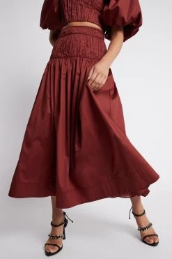 Enamour Midi Skirt -Aje S44 22SU4121 EnamourMidiSkirt Burgundy 22165 Aje 65555 detailshot