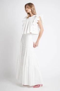 Casabianca Braided Tiered Skirt -Aje S47 21RE4108 CasabiancaBraidedTieredSkirt Ivory 21928 Aje 57068 fullshot