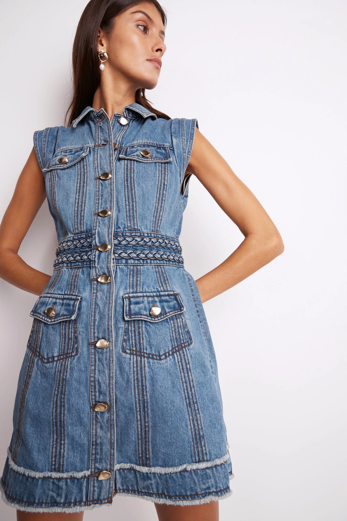 Lyon Sleeveless Braided Denim Dress 4 Lyon Sleeveless Braided Denim Dress - Image 4
