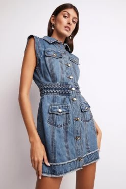 Lyon Sleeveless Braided Denim Dress