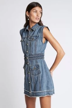 Lyon Sleeveless Braided Denim Dress 12 Lyon Sleeveless Braided Denim Dress -Aje S47 22CR5205 LyonSleevelessBraidedDenimDress 90sWash 211033 Aje 0789