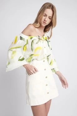 Como Denim Mini Skirt -Aje S49 22CR4089 ComoDenimMiniSkirtWhite 21943 Aje 57397