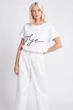 Aje Ribbon Logo Tee -Aje S52 AJ18081 Aje Ribbon Tee White Black 21017 Aje 1732 4be57782 b286 43ef be1a 605cc721f968